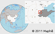 Gray Location Map of Linqing, highlighted country, highlighted parent region