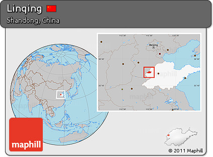 Gray Location Map of Linqing, highlighted parent region