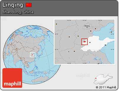 Gray Location Map of Linqing, highlighted parent region