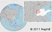 Gray Location Map of Linqing, highlighted parent region, hill shading