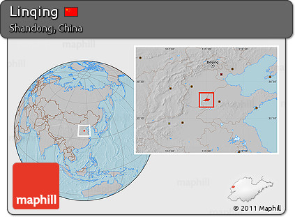 Gray Location Map of Linqing, hill shading