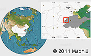 Satellite Location Map of Linqing, highlighted country, highlighted parent region