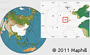 Satellite Location Map of Linqing, highlighted country