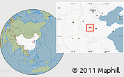 Savanna Style Location Map of Linqing, highlighted country, hill shading