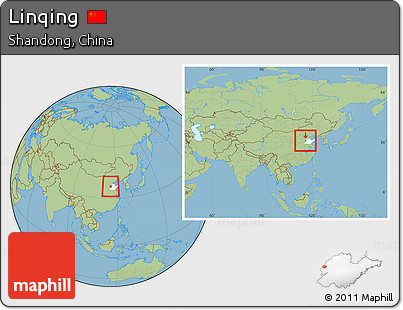Savanna Style Location Map of Linqing, highlighted parent region, within the entire country