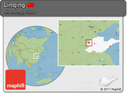 Savanna Style Location Map of Linqing, highlighted parent region