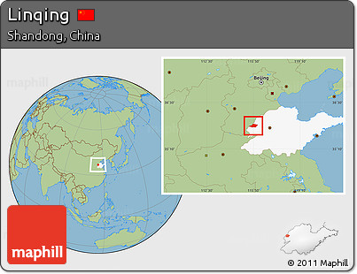 Savanna Style Location Map of Linqing, highlighted parent region