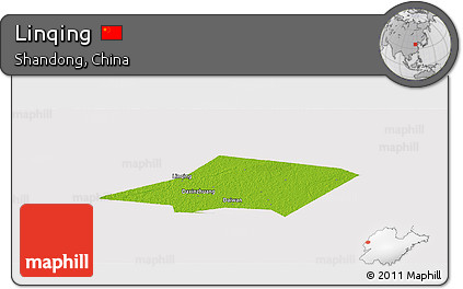 Physical Panoramic Map of Linqing, cropped outside