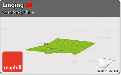 Physical Panoramic Map of Linqing, cropped outside