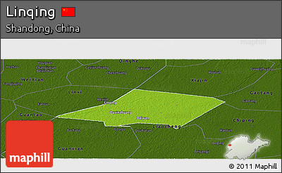 Physical Panoramic Map of Linqing, darken