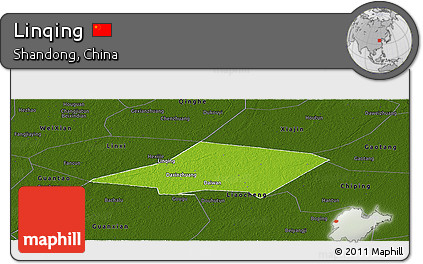 Physical Panoramic Map of Linqing, darken