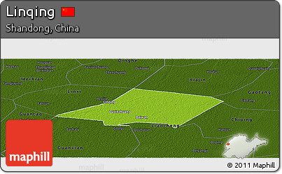 Physical Panoramic Map of Linqing, darken