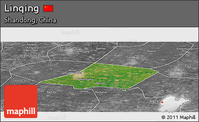 Satellite Panoramic Map of Linqing, desaturated