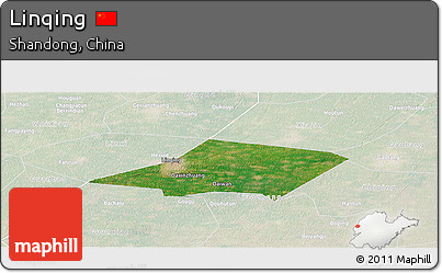 Satellite Panoramic Map of Linqing, lighten