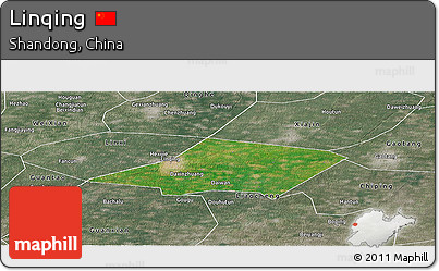 Satellite Panoramic Map of Linqing, semi-desaturated