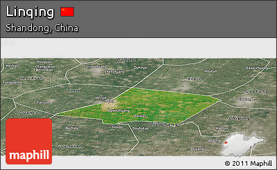 Satellite Panoramic Map of Linqing, semi-desaturated
