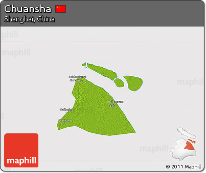 Physical 3D Map of Chuansha, cropped outside