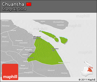 Physical 3D Map of Chuansha, lighten, desaturated