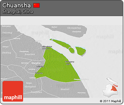 Physical 3D Map of Chuansha, lighten, desaturated
