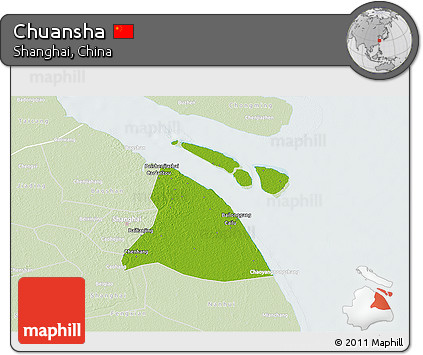 Physical 3D Map of Chuansha, lighten