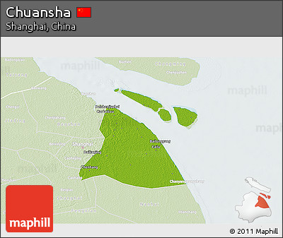 Physical 3D Map of Chuansha, lighten
