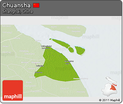 Physical 3D Map of Chuansha, lighten