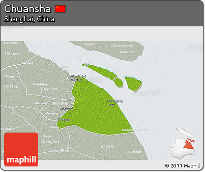 Physical 3D Map of Chuansha, lighten, semi-desaturated