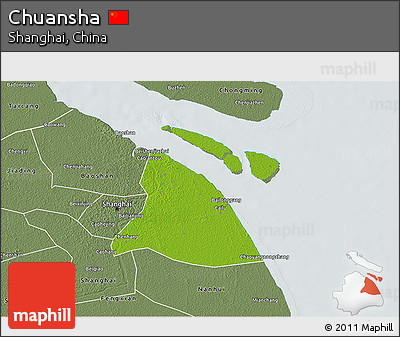 Physical 3D Map of Chuansha, semi-desaturated