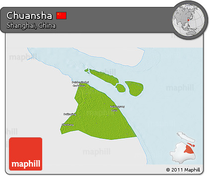 Physical 3D Map of Chuansha, single color outside