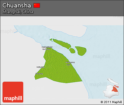 Physical 3D Map of Chuansha, single color outside