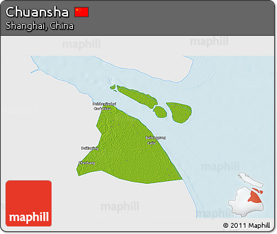 Physical 3D Map of Chuansha, single color outside