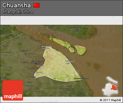 Satellite 3D Map of Chuansha, darken