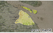 Satellite 3D Map of Chuansha, darken, semi-desaturated