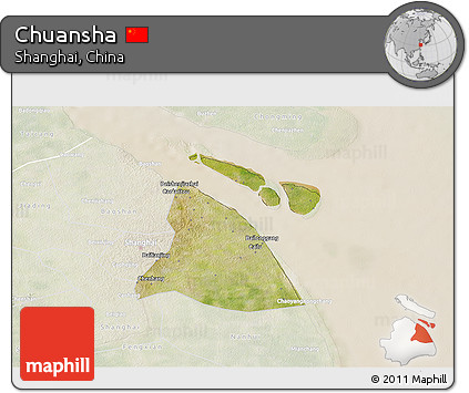 Satellite 3D Map of Chuansha, lighten