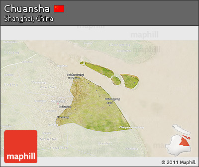 Satellite 3D Map of Chuansha, lighten