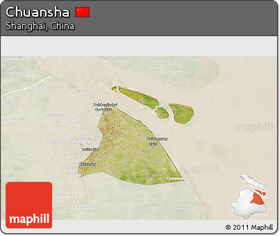 Satellite 3D Map of Chuansha, lighten