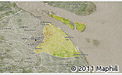 Satellite 3D Map of Chuansha, semi-desaturated