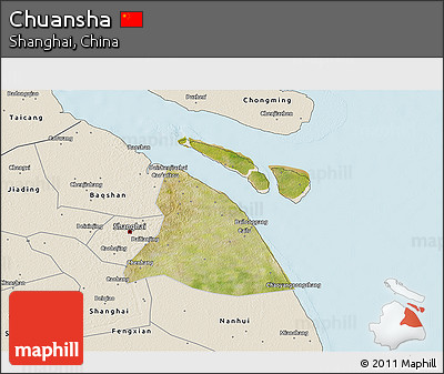 Satellite 3D Map of Chuansha, shaded relief outside
