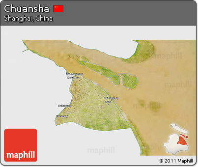 Satellite 3D Map of Chuansha, single color outside