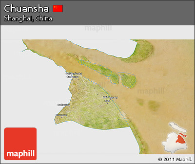 Satellite 3D Map of Chuansha, single color outside