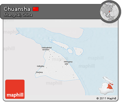 Silver Style 3D Map of Chuansha, single color outside