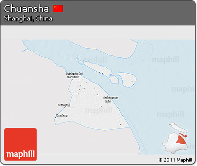 Silver Style 3D Map of Chuansha, single color outside