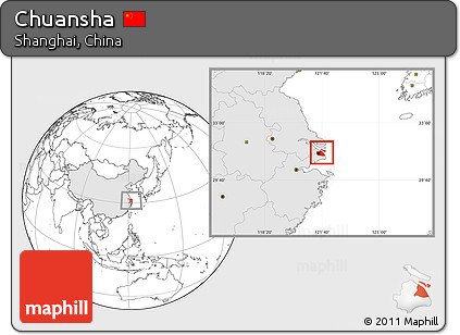 Blank Location Map of Chuansha, highlighted country