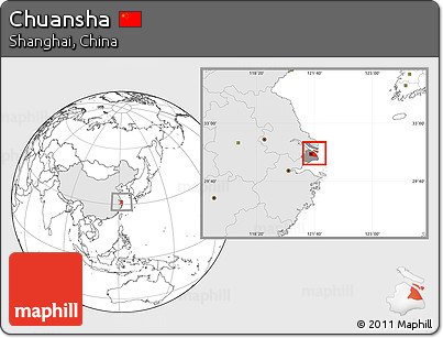 Blank Location Map of Chuansha, highlighted country, highlighted parent region