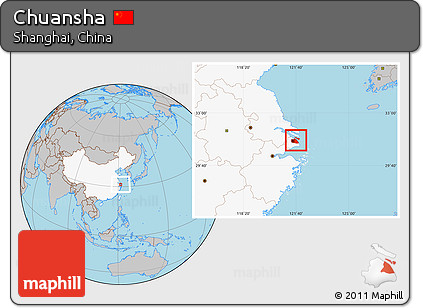 Gray Location Map of Chuansha, highlighted country
