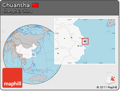 Gray Location Map of Chuansha, highlighted country