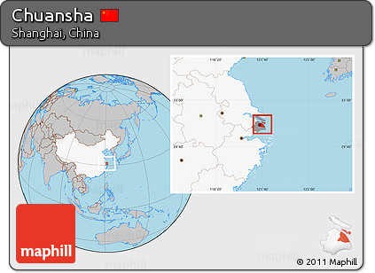 Gray Location Map of Chuansha, highlighted country, highlighted parent region