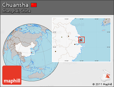 Gray Location Map of Chuansha, highlighted country, highlighted parent region