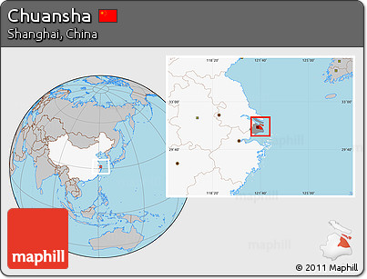 Gray Location Map of Chuansha, highlighted country, highlighted parent region