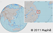 Gray Location Map of Chuansha, highlighted parent region, hill shading